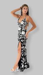 Jasz Couture Dress 7923 - Black/White    Pink