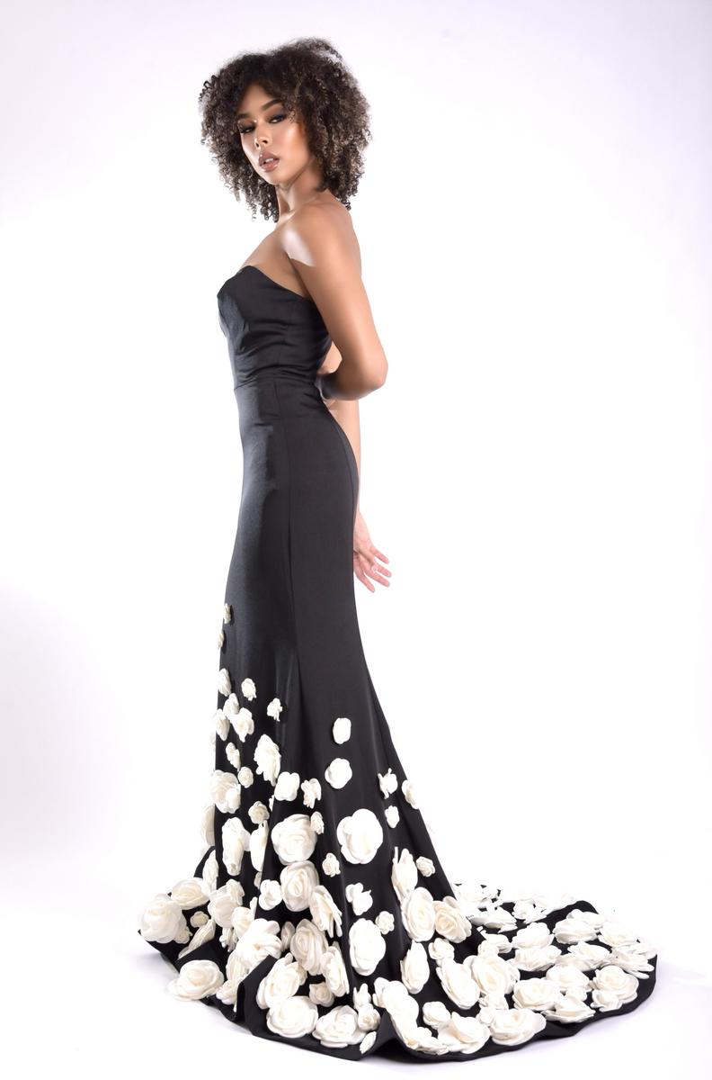 Jasz Couture Dress 7945 - Black/White