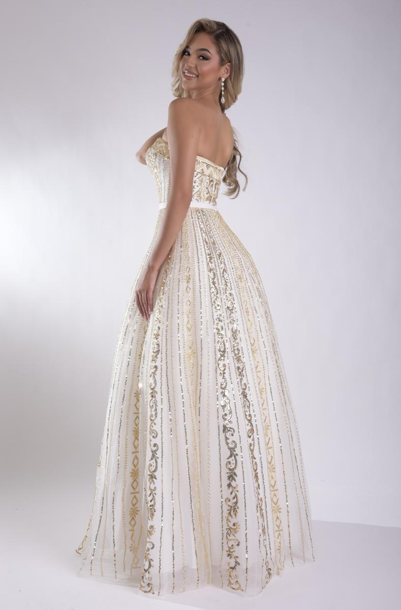 Jasz Couture Dress 7952 - White/Gold