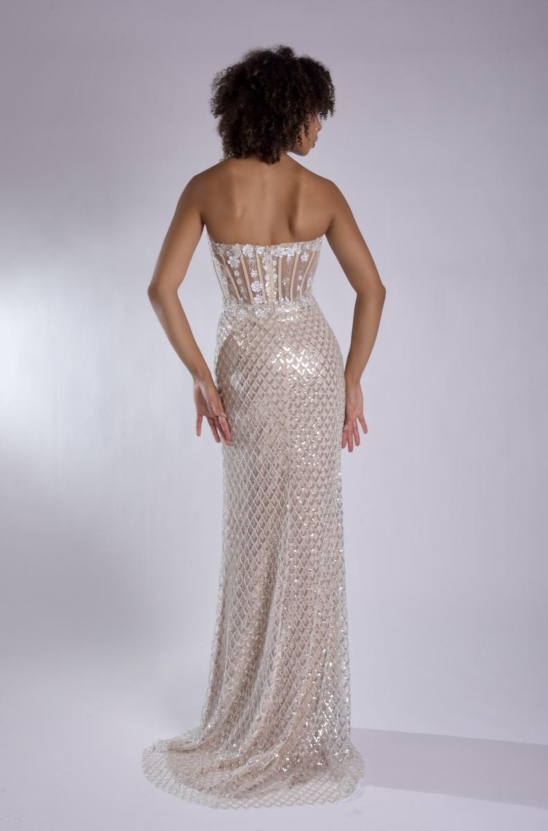 Jasz Couture Dress 7957 - Nude/White