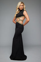Jasz Couture Dress 7620 - Black/Gold