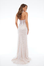 Jasz Couture Dress 7626 - Nude/White