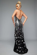 Jasz Couture Dress 7636 - Black/Silver