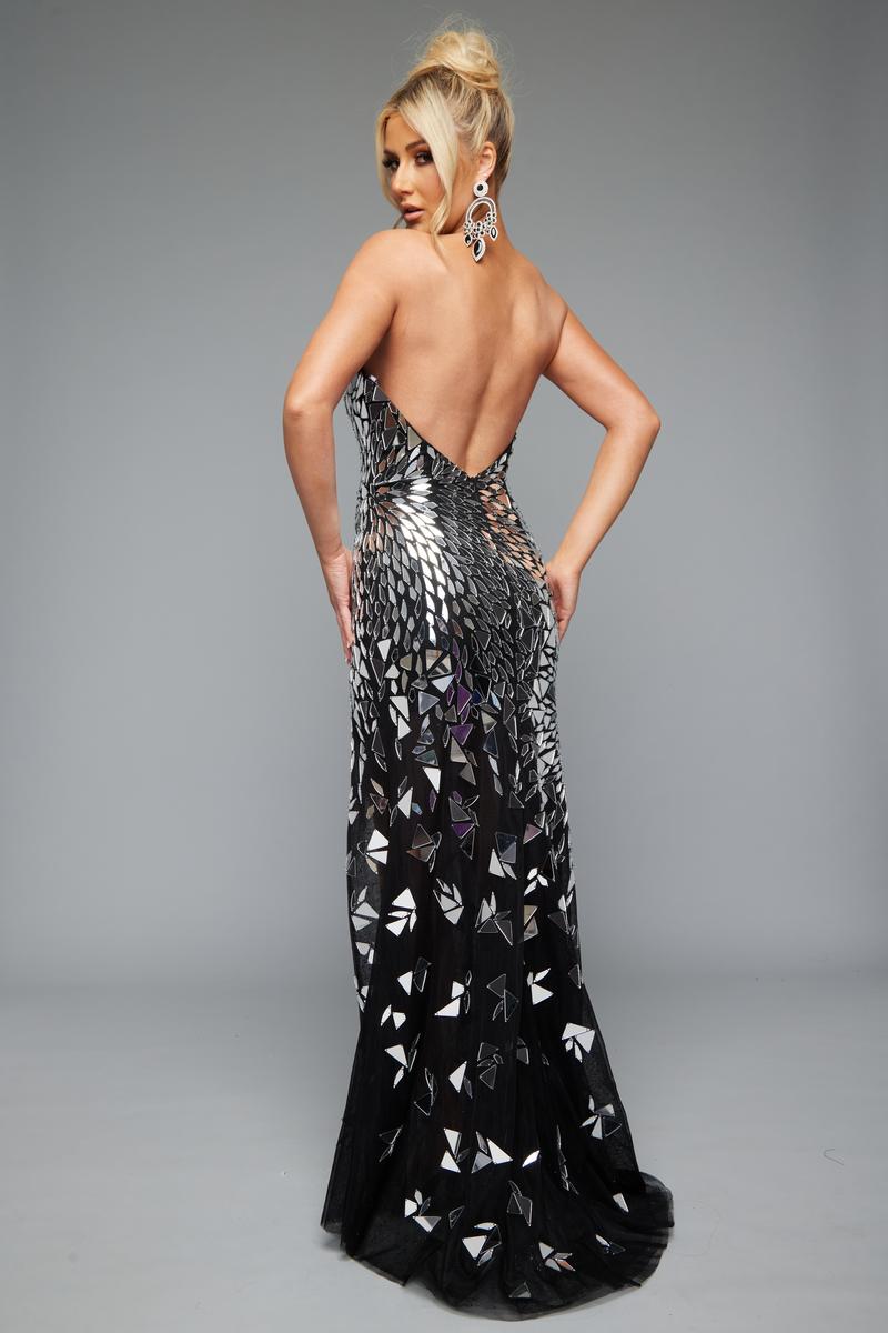 Jasz Couture Dress 7636 - Black/Silver