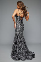 Jasz Couture Dress 7648 - Black/Silver