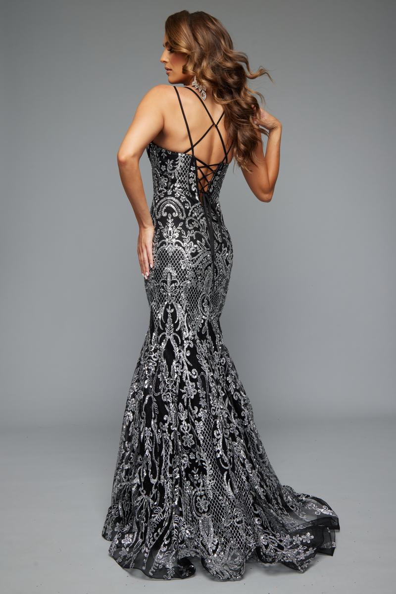 Jasz Couture Dress 7648 - Black/Silver