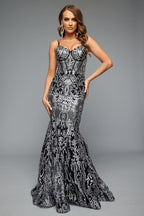 Jasz Couture Dress 7648 - Black/Silver