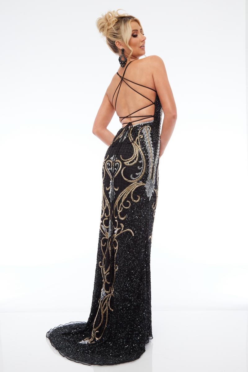 Jasz Couture Dress 7697 - Black/Gold/Silver