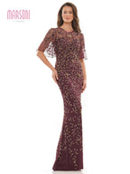 Marsoni by Colors Dress MV1208 - Eggplant/Gold