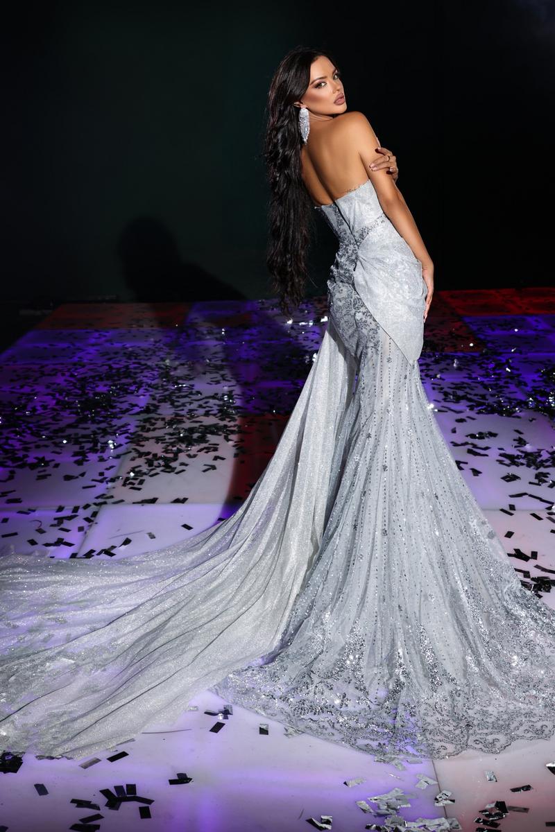 Portia and Scarlett Couture Dress PS23928 - Silver