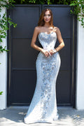 Portia and Scarlett Couture Dress PS24867C - Nude Silver Black