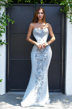Portia and Scarlett Couture Dress PS24867C - Nude Silver Black