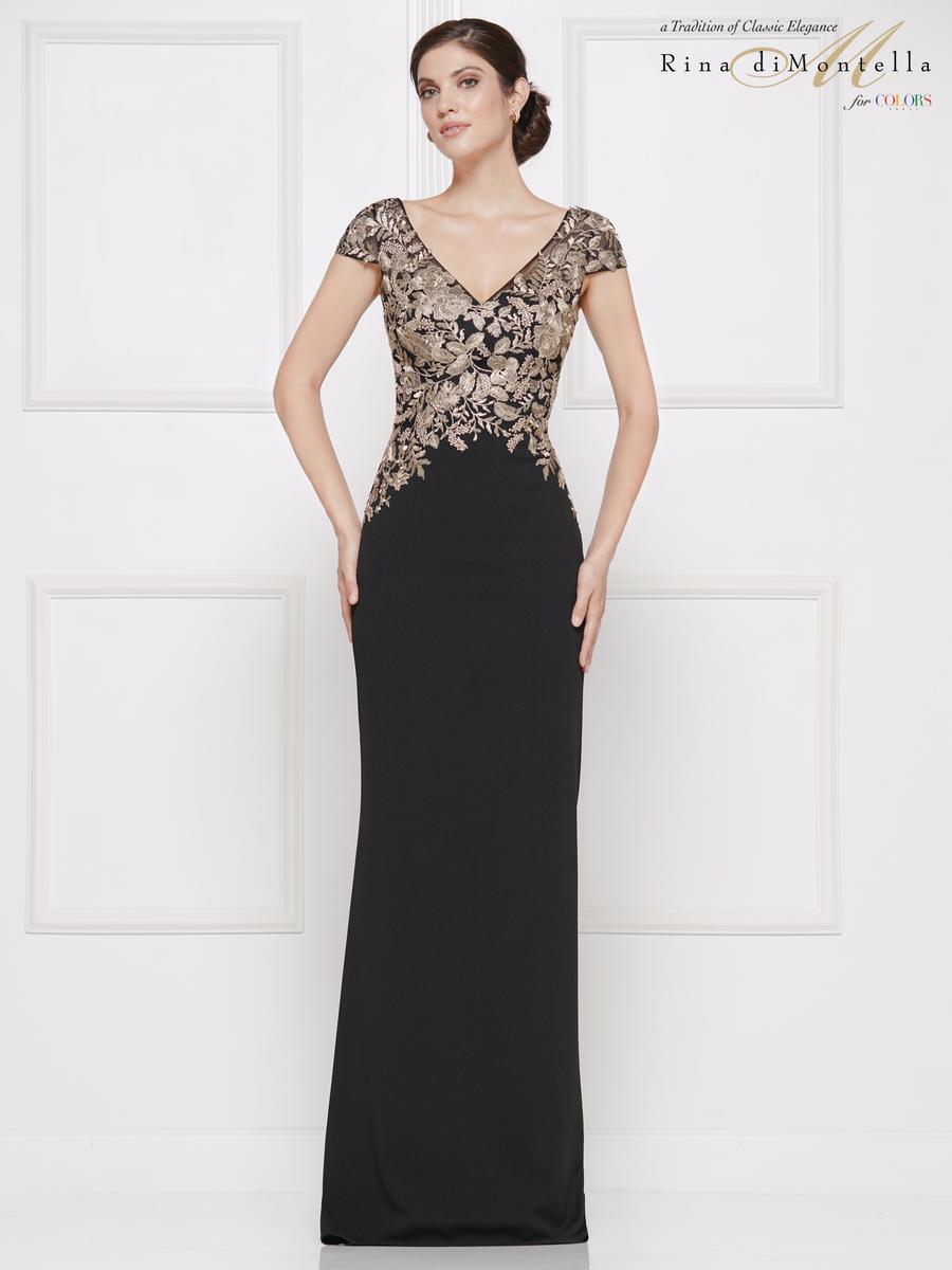 Rina di Montella Dress RD2652 - Black/Gold
