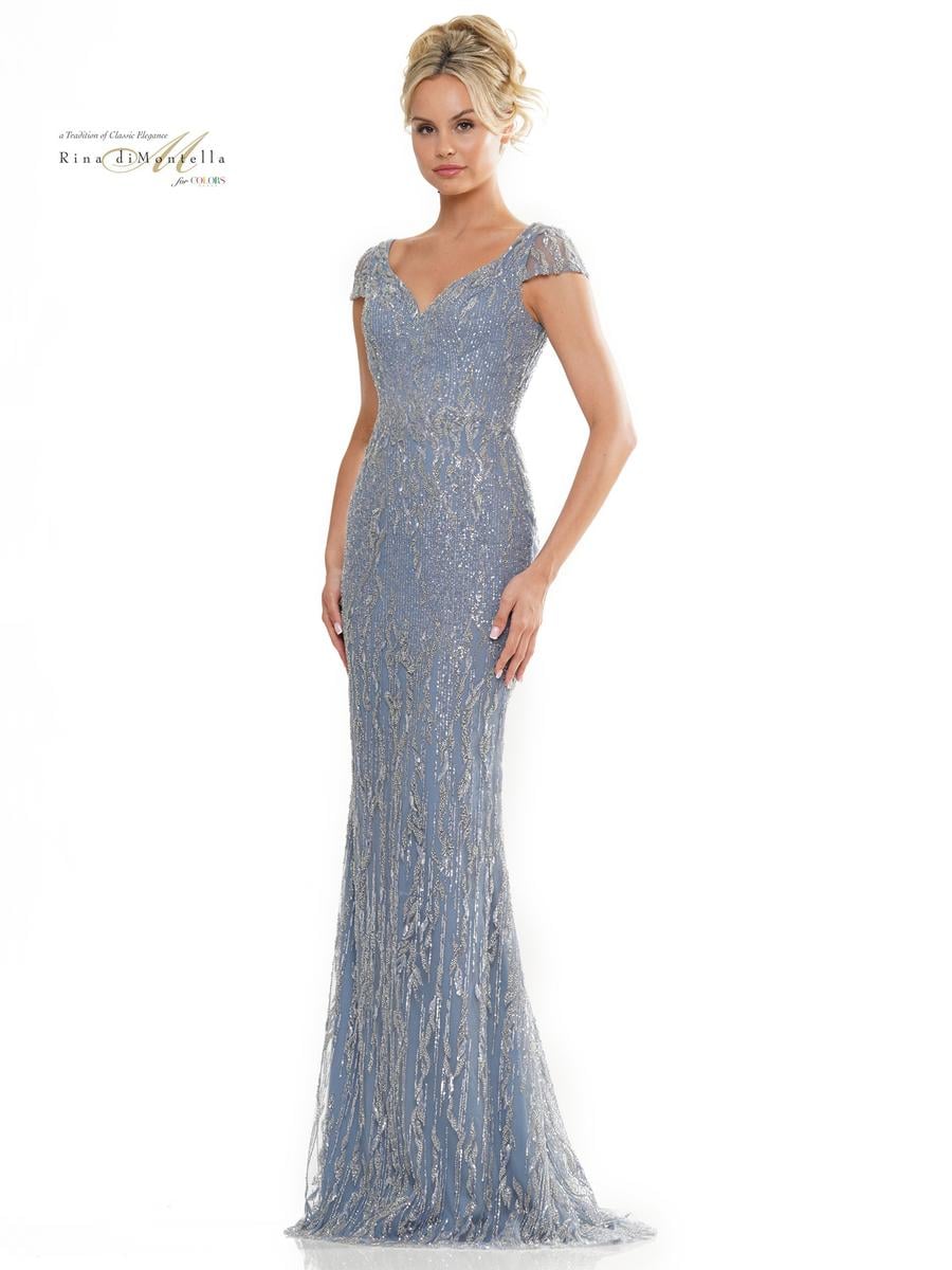 Rina di Montella Dress RD2978 - Slate Blue