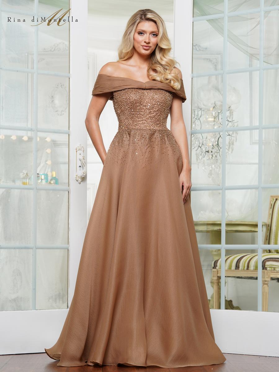 Rina di Montella Dress RD3102 - Dark Gold