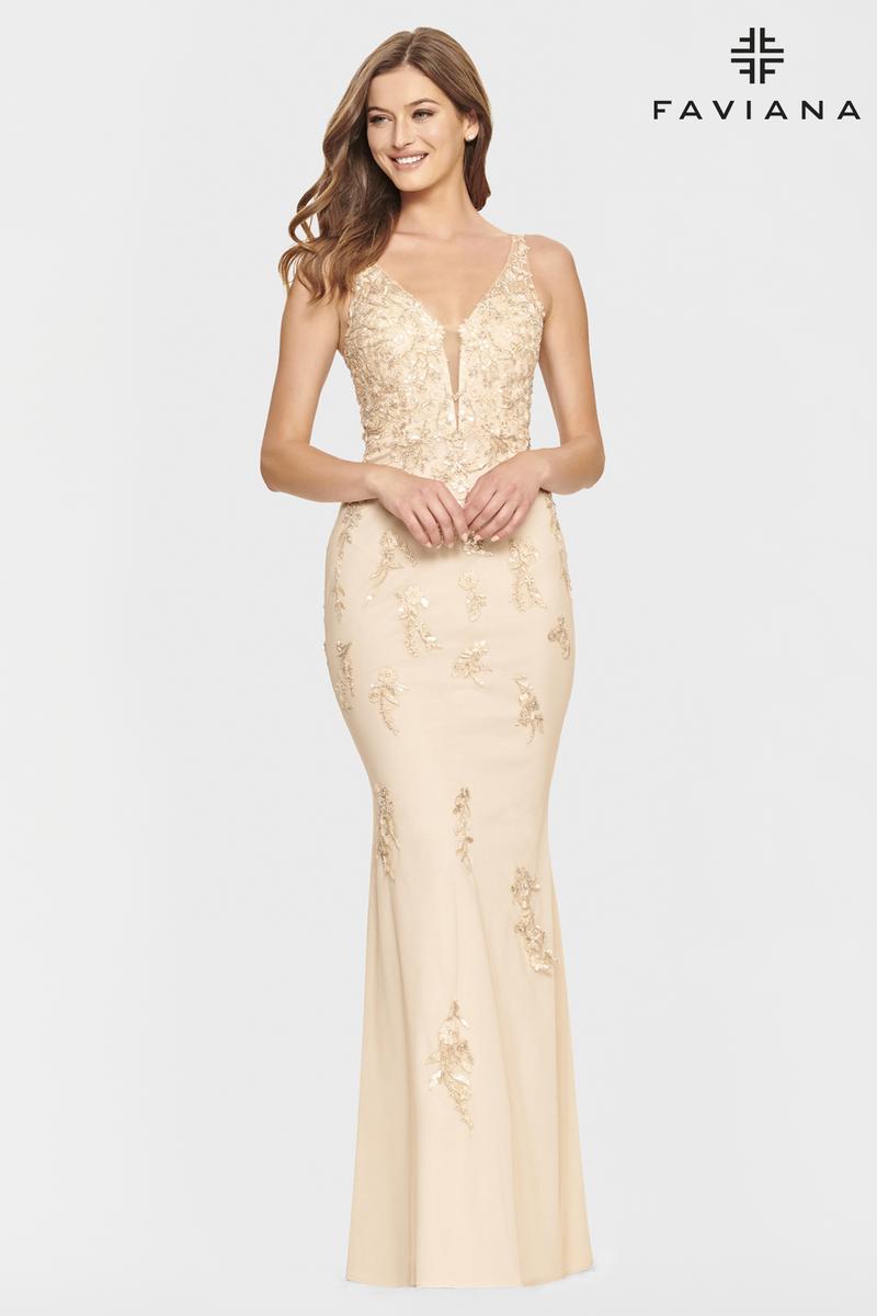 Faviana Dress S10855 - Champagne