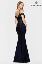 Faviana Dress S10866 - Navy