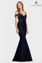 Faviana Dress S10866 - Navy