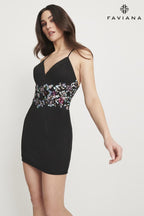 Faviana Dress S10926 - Black/Fuchsia