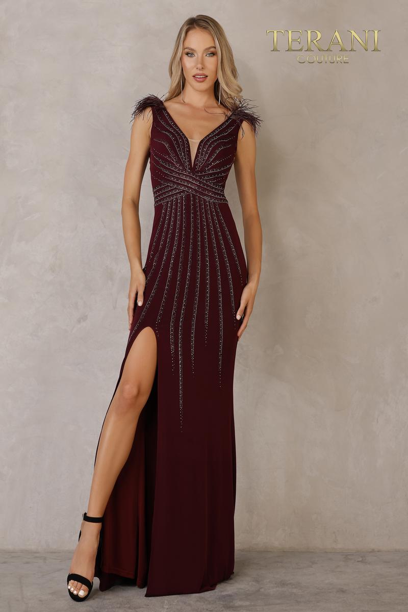 Terani Prom Dress 2215P0036 - Burgundy