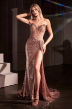 Ladivine Dress CZ2407 - Gold