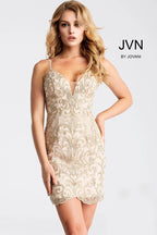 JVN by Jovani Homecoming Dress JVN53184 - Nude/Gold